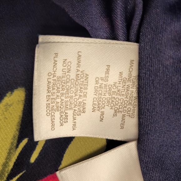 ANNE KLEIN Navy Blue Floral Swing Dress Size 14 - Picture 6 of 14